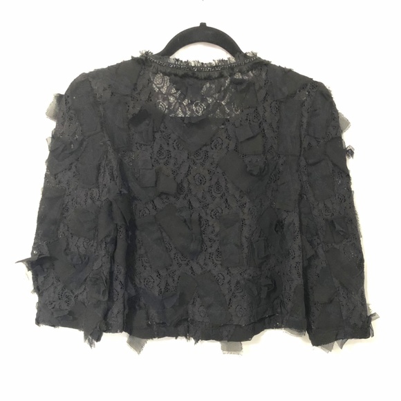 mi - tu black cropped lace jacket - Picture 4 of 8